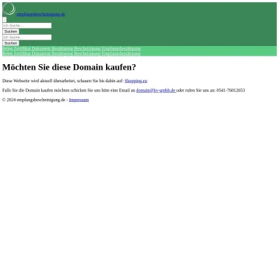 Screenshot empfangsbescheinigung.de