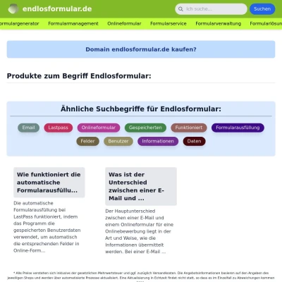 Screenshot endlosformular.de