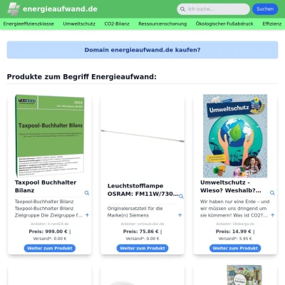 Screenshot energieaufwand.de