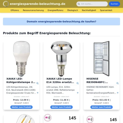 Screenshot energiesparende-beleuchtung.de