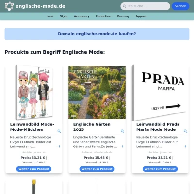 Screenshot englische-mode.de