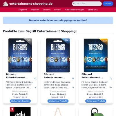 Screenshot entertainment-shopping.de