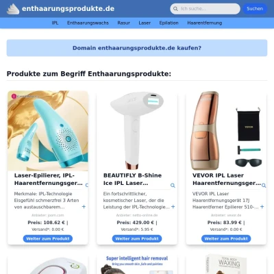 Screenshot enthaarungsprodukte.de