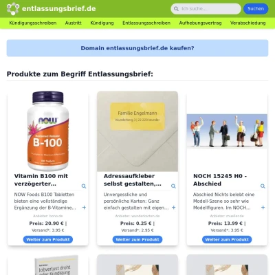 Screenshot entlassungsbrief.de