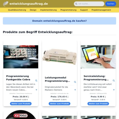 Screenshot entwicklungsauftrag.de