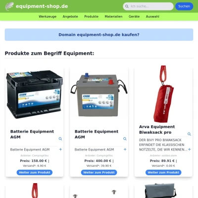 Screenshot equipment-shop.de