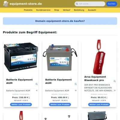 Screenshot equipment-store.de