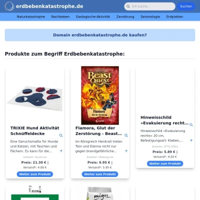 Screenshot erdbebenkatastrophe.de