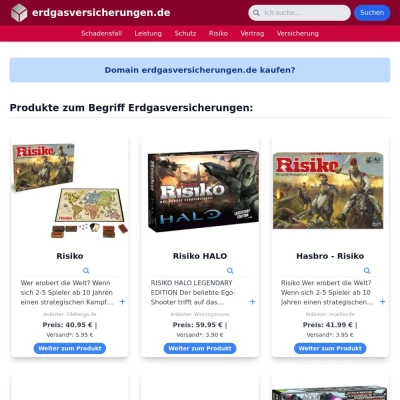 Screenshot erdgasversicherungen.de