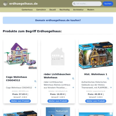 Screenshot erdhuegelhaus.de