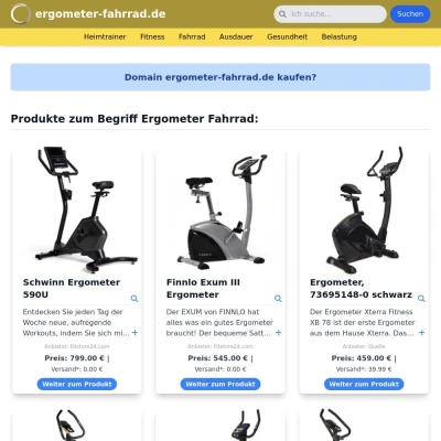 Screenshot ergometer-fahrrad.de