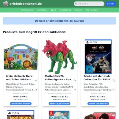 Screenshot erlebnisaktionen.de