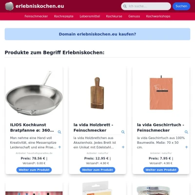 Screenshot erlebniskochen.eu