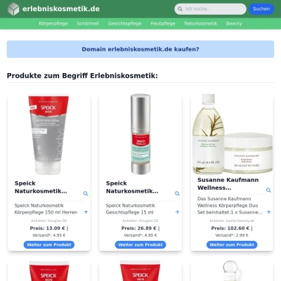 Screenshot erlebniskosmetik.de