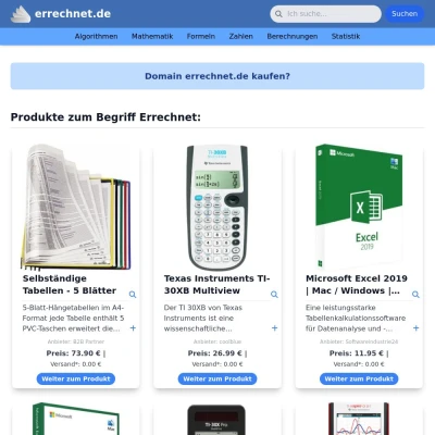 Screenshot errechnet.de
