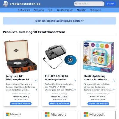 Screenshot ersatzkassetten.de