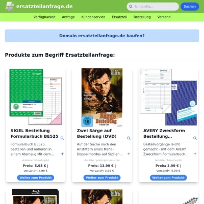 Screenshot ersatzteilanfrage.de