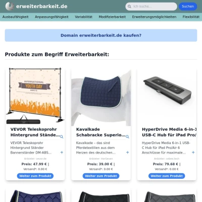 Screenshot erweiterbarkeit.de