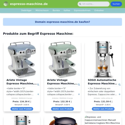 Screenshot espresso-maschine.de