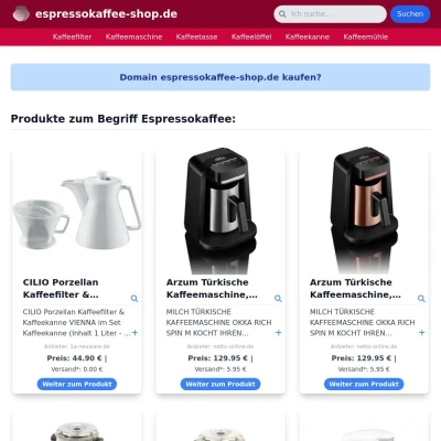 Screenshot espressokaffee-shop.de