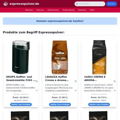 Screenshot espressopulver.de