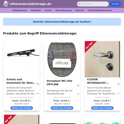 Screenshot ethereumcoldstorage.de