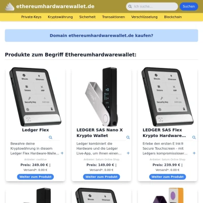 Screenshot ethereumhardwarewallet.de