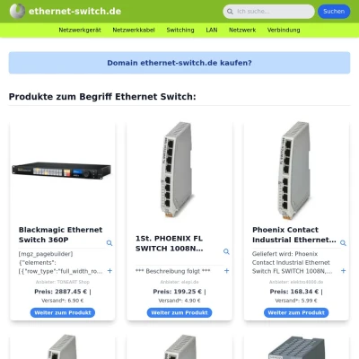 Screenshot ethernet-switch.de