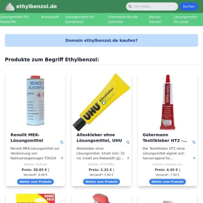 Screenshot ethylbenzol.de