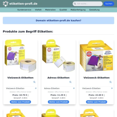 Screenshot etiketten-profi.de
