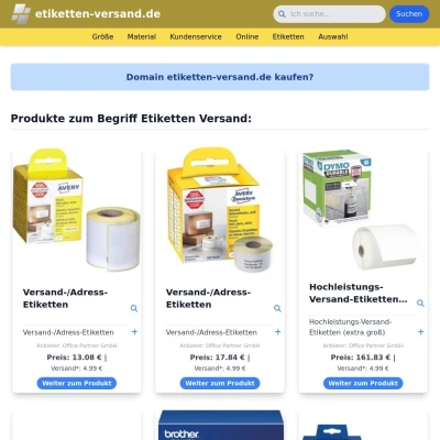Screenshot etiketten-versand.de