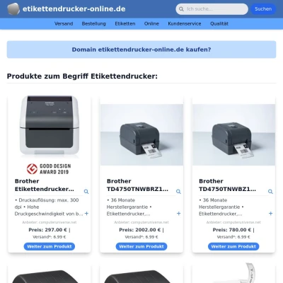 Screenshot etikettendrucker-online.de