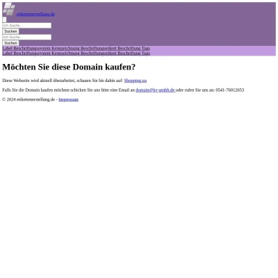 Screenshot etikettenerstellung.de