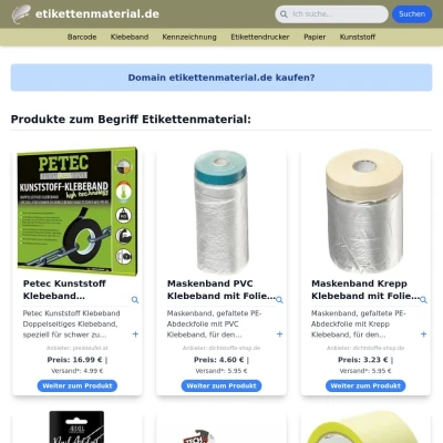 Screenshot etikettenmaterial.de