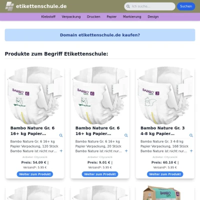 Screenshot etikettenschule.de