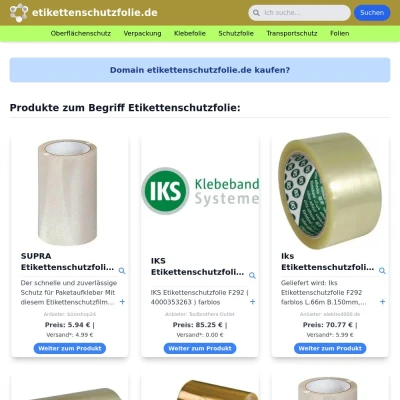 Screenshot etikettenschutzfolie.de