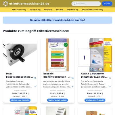 Screenshot etikettiermaschinen24.de