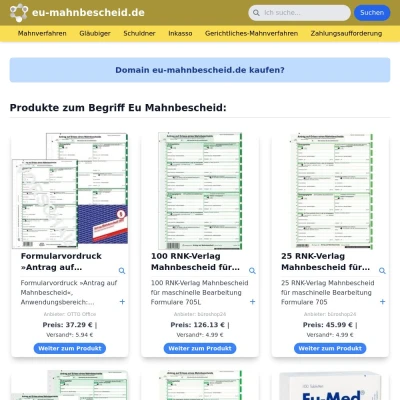 Screenshot eu-mahnbescheid.de