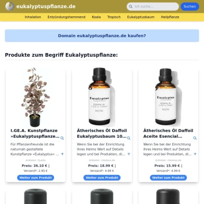 Screenshot eukalyptuspflanze.de