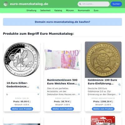 Screenshot euro-muenzkatalog.de