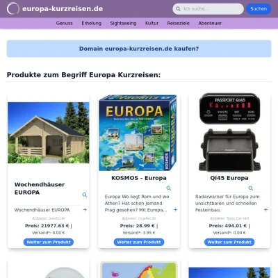 Screenshot europa-kurzreisen.de