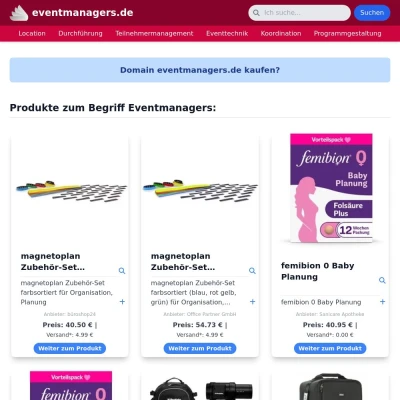 Screenshot eventmanagers.de