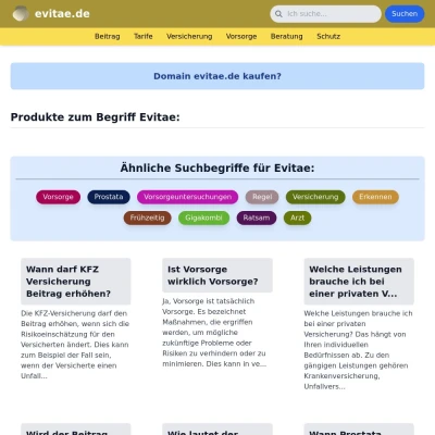 Screenshot evitae.de