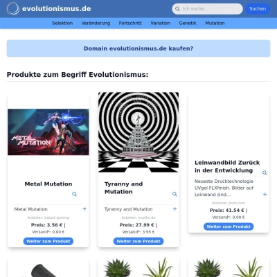 Screenshot evolutionismus.de
