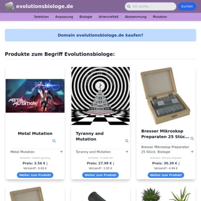 Screenshot evolutionsbiologe.de