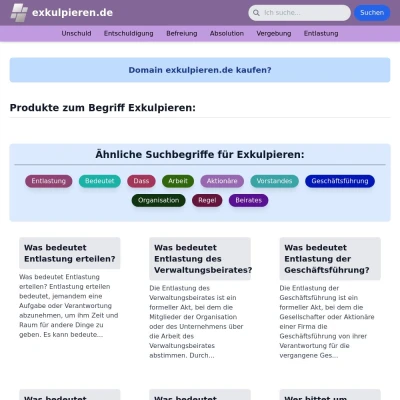 Screenshot exkulpieren.de