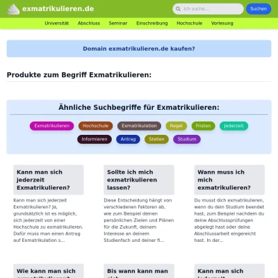 Screenshot exmatrikulieren.de