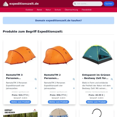 Screenshot expeditionszelt.de