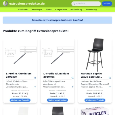 Screenshot extrusionsprodukte.de