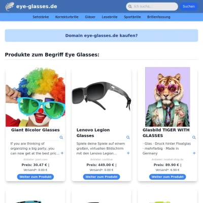 Screenshot eye-glasses.de